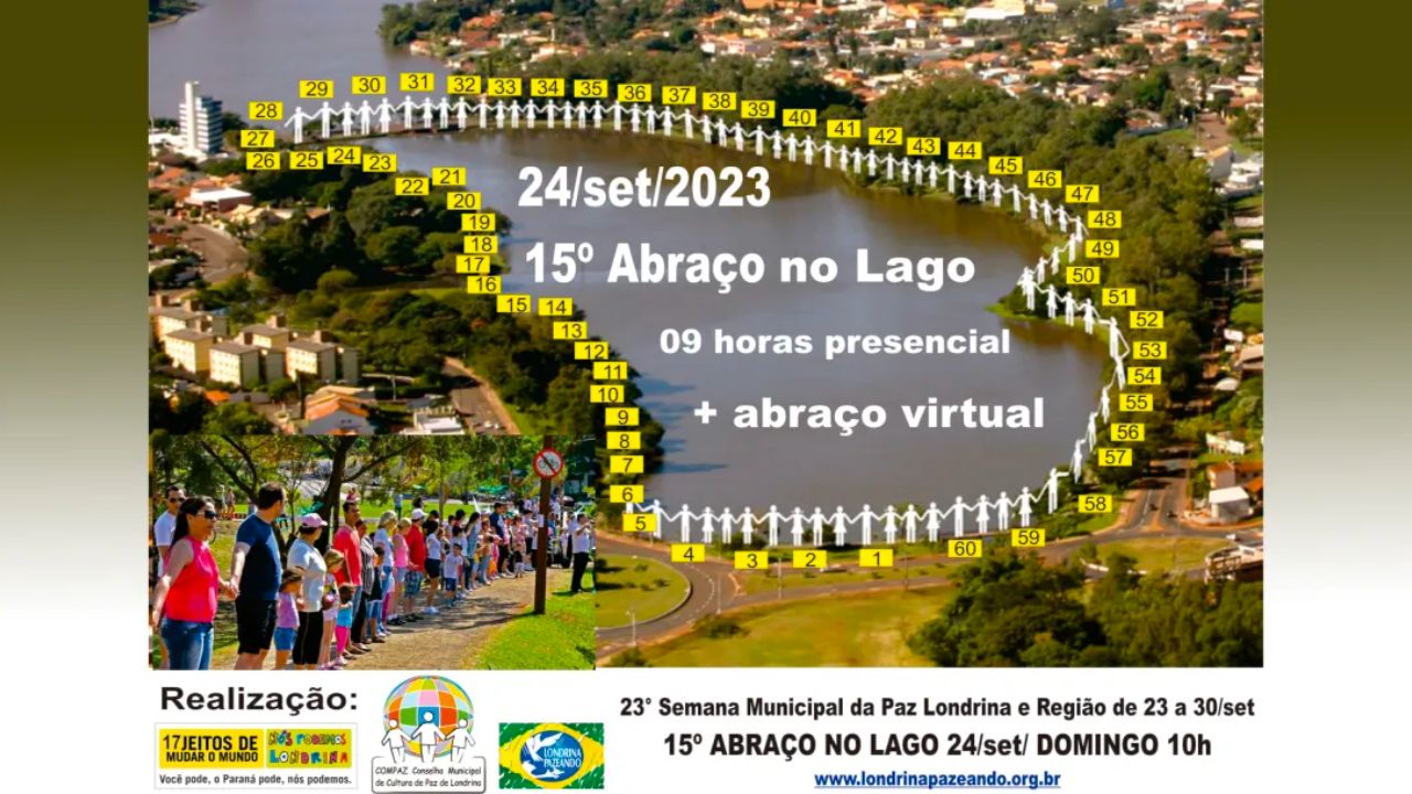 Lago Igapó II recebe 15ª edição do Abraço no Lago pela Paz neste domingo
