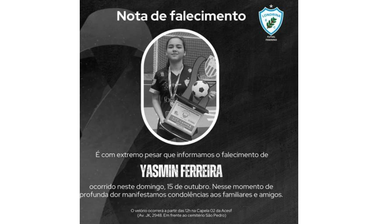 Londrina Futsal Feminino lamenta morte de adolescente em acidente no Paraná
