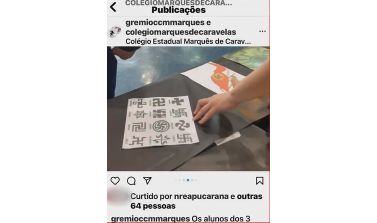 Ação em conjunto do Ministério Público, Polícia Civil e Secretaria de Educação investiga suposta apologia ao nazismo em Arapongas