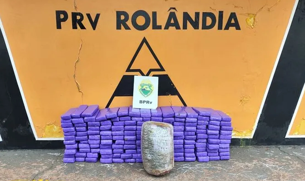PRE apreende mais de 100 quilos de maconha na PR-986 em Rolândia